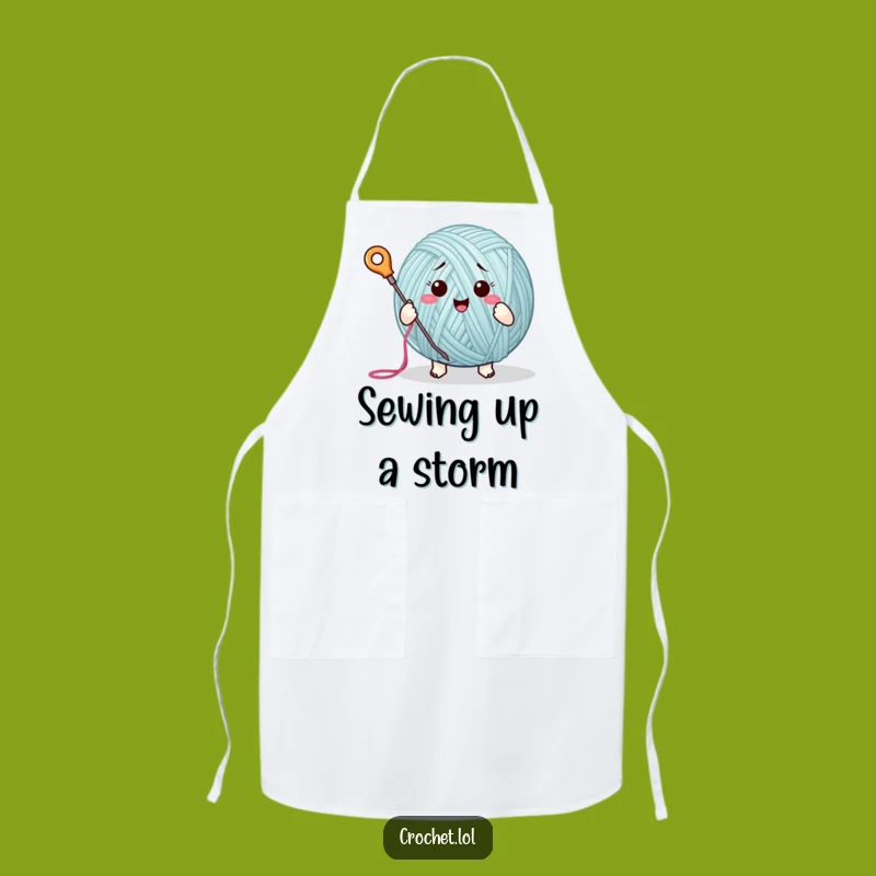 Funny Yarn Ball Apron: Enthusiastic Stitcher Kitchen Wear, a Hilarious Gift for Crafty Cooks