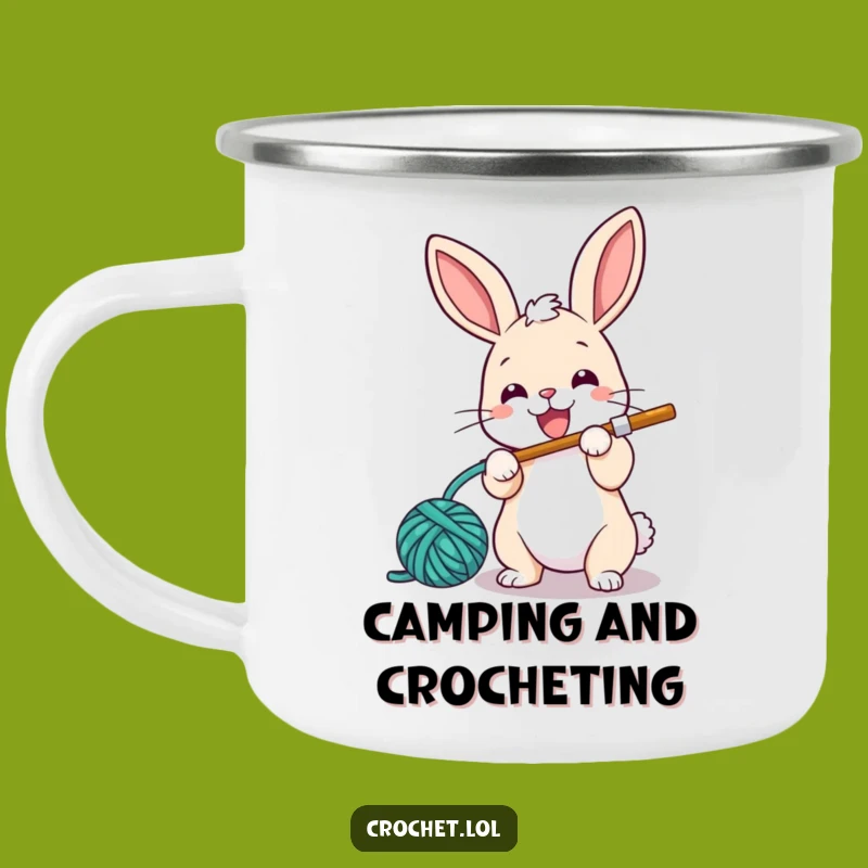 Funny Bunny Crochet Camping Mug: Energetic Adventures, a Durable and Humorous Mug