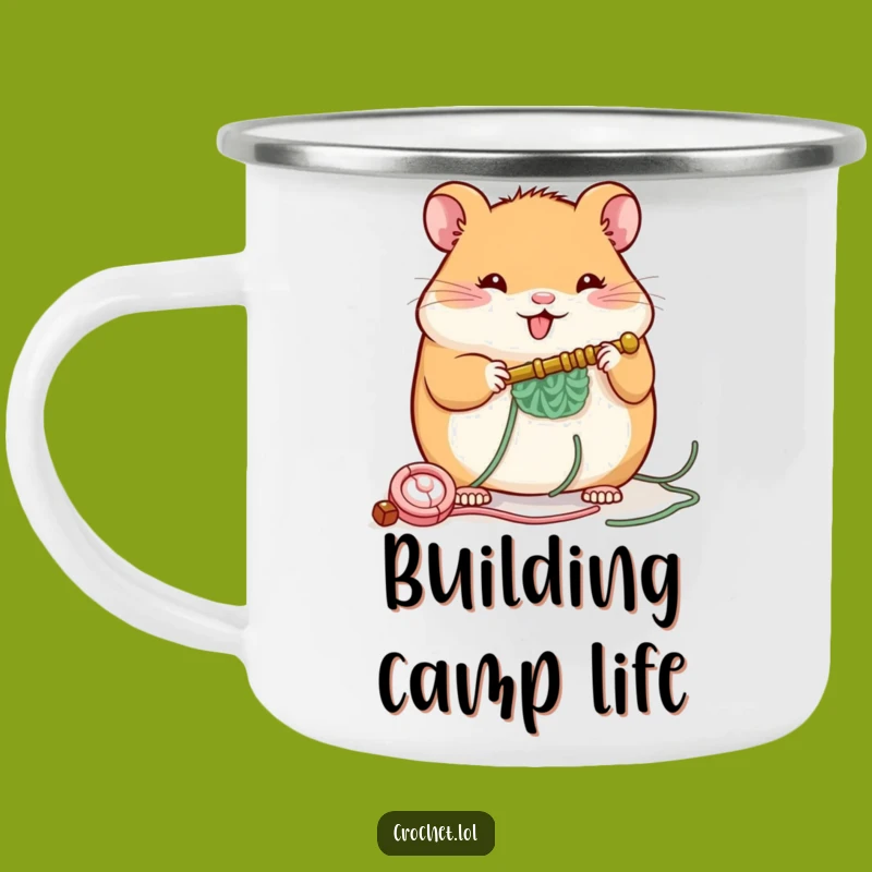 Funny Hamster Crochet Camping Mug: Builder Adventures, a Durable and Humorous Mug