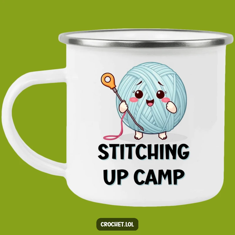 Funny Yarn Ball Camping Mug: Stitching Adventures, a Durable and Humorous Outdoor Companion