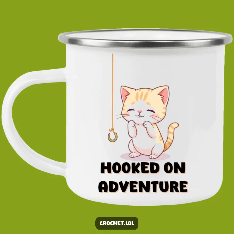 Funny Cat Yarn Camping Mug: Curious Adventures, a Durable and Humorous Mug