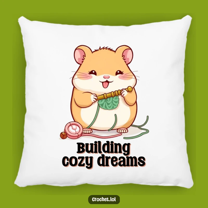 Funny Hamster Crochet Pillow: Cozy Builder Comfort, a Soft and Humorous Accent