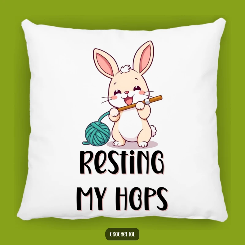 Funny Bunny Crochet Pillow: Cozy Yarn Comfort, a Soft and Humorous Accent