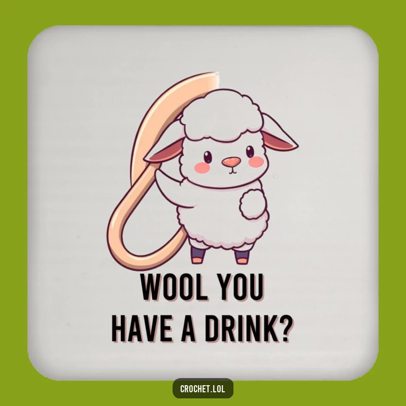 Funny Sheep Hooking Drink Coaster: Crafting Protection, a Charming and Humorous Table Accessory