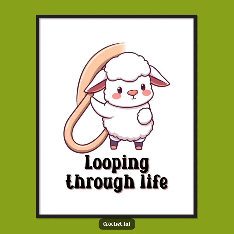 Funny Sheep Hooking Poster: Amusing Woolly Art, a Whimsical Decor Piece for Yarn Lovers
