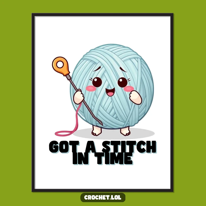 Funny Free Printable Wall Art: Stitching Yarn Ball Downloadable Decor