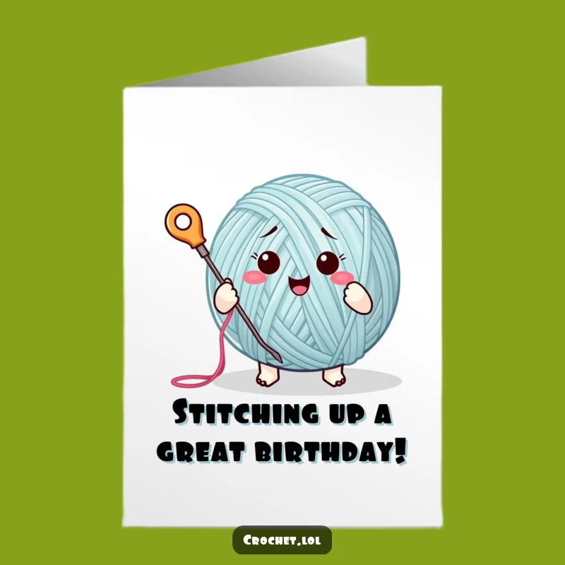 Free Printable Birthday Card: Funny Yarn Ball Stitching Downloadable Gift