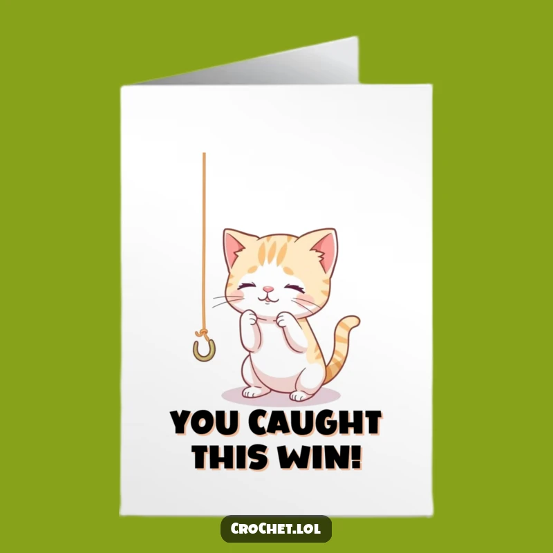 Free Printable Congrats Card: Cat Playing Hook Downloadable Gift