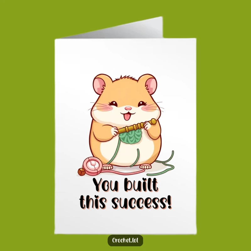 Free Printable Congrats Card: Hamster Building Success Downloadable Gift