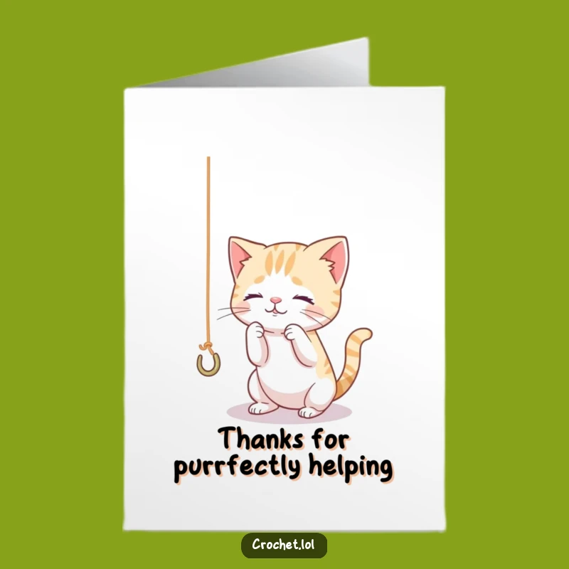 Free Printable Thank You Card: Cat Hook Thanks Downloadable Gift