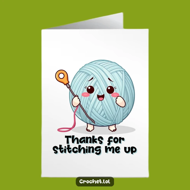 Free Printable Thank You Card: Cute Yarn Ball Stitching Downloadable Gift