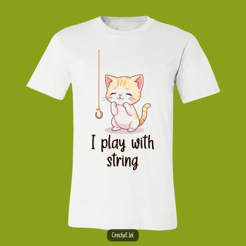 Funny Cat Yarn T-Shirt: Curious Playful Design, Ideal Humorous Gift for Feline Fans