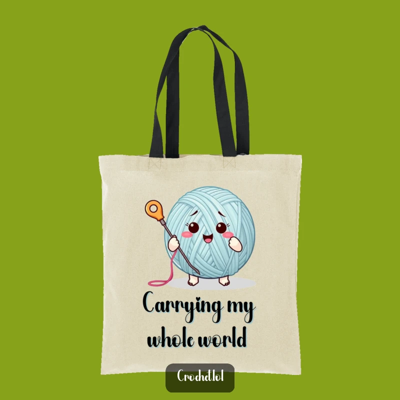 Funny Yarn Ball Tote Bag: Enthusiastic Stitcher Accessory, a Chic and Humorous Crafting Companion