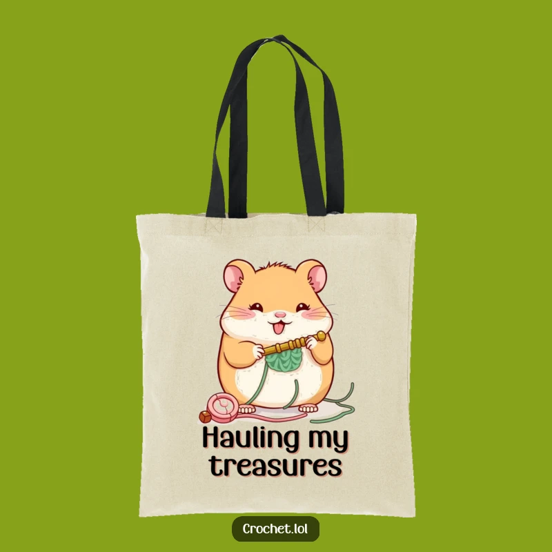 Funny Hamster Crochet Tote Bag: Cheerful Builder Accessory, a Humorous and Practical Companion
